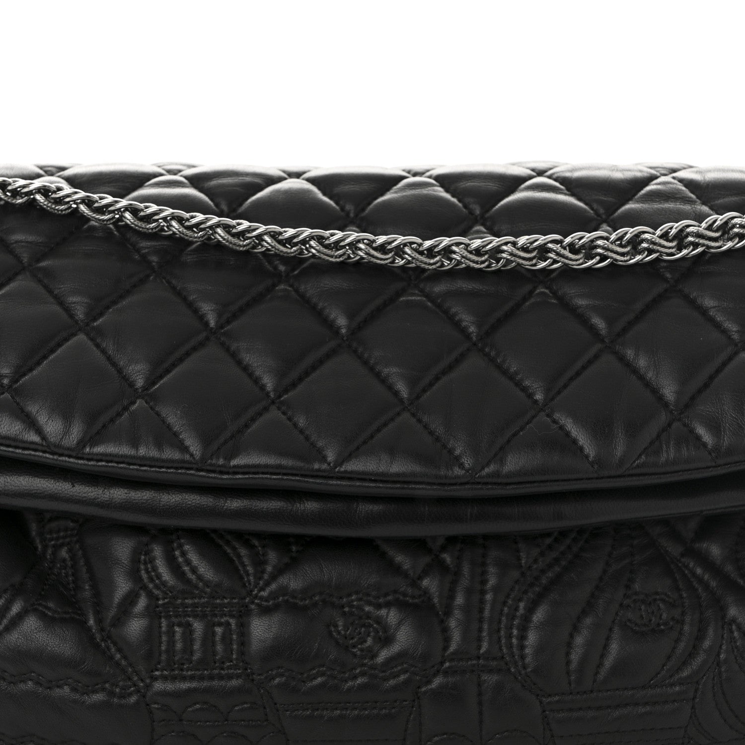 Chanel Lambskin Quilted Large Paris Moscou Red Square Bag Black 8 of 10