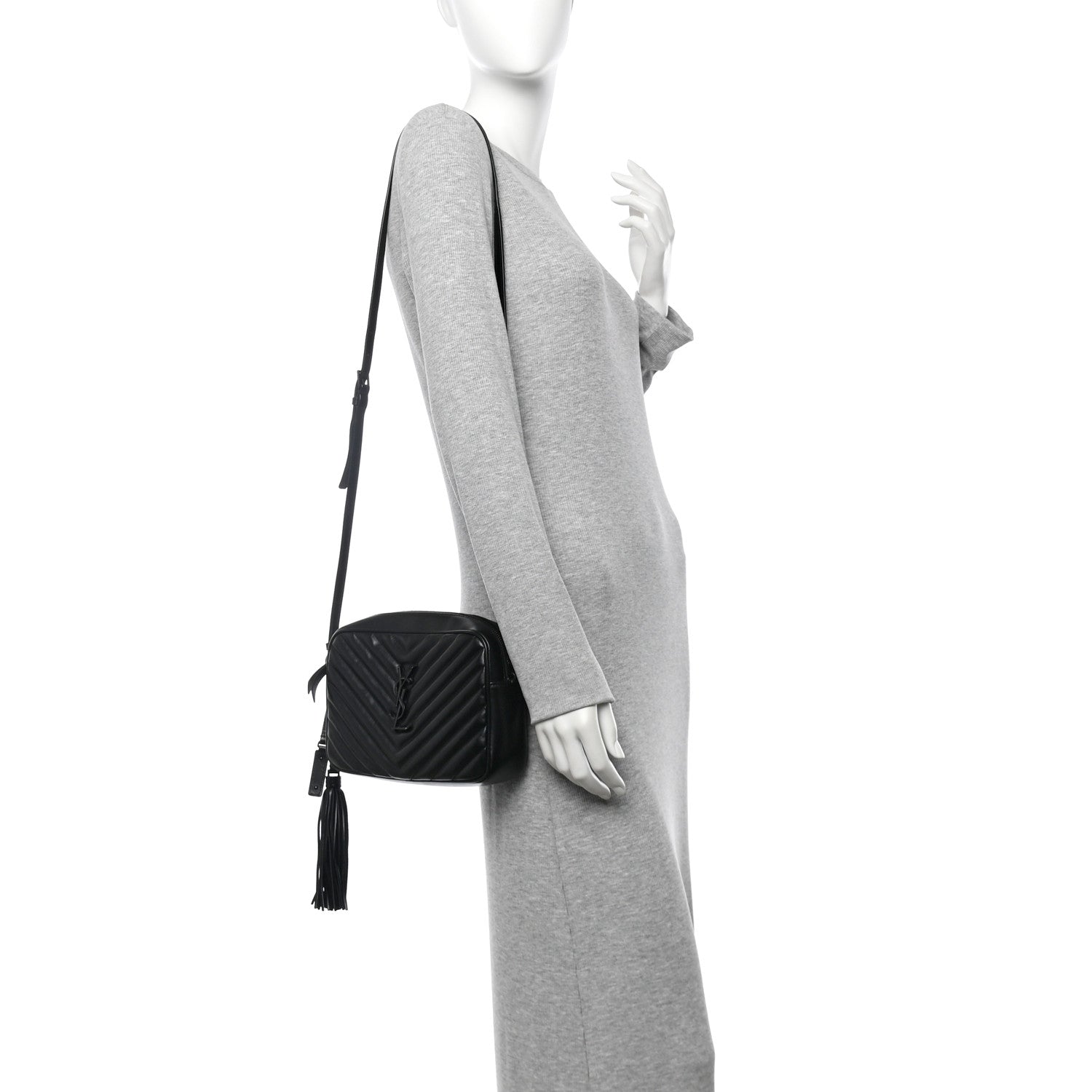 Saint Laurent Calfskin Matelasse Monogram Monochrome Lou Camera Bag Black 2 of 11