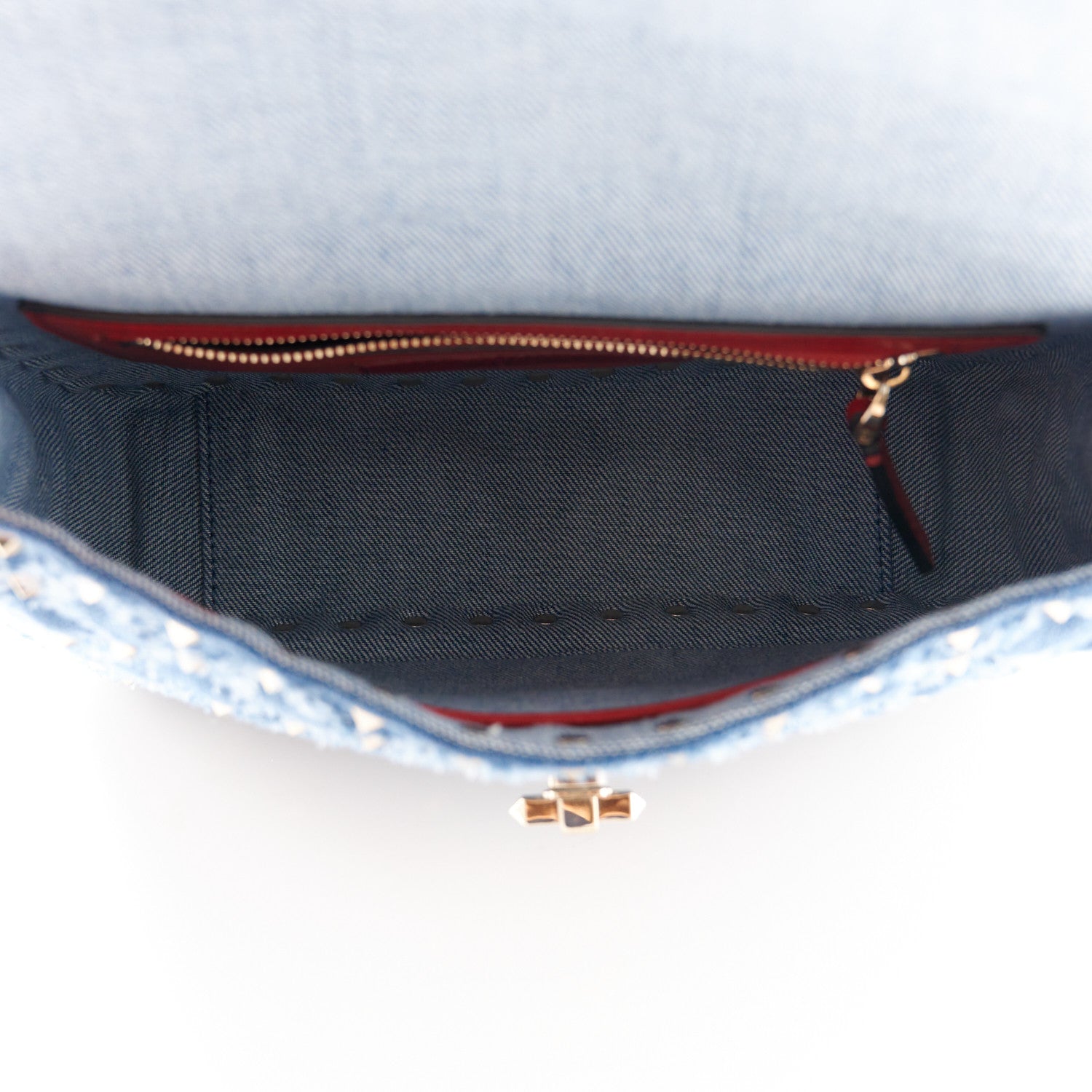Valentino Garavani Denim Medium Rockstud Spike Shoulder Bag Denim 5 of 10
