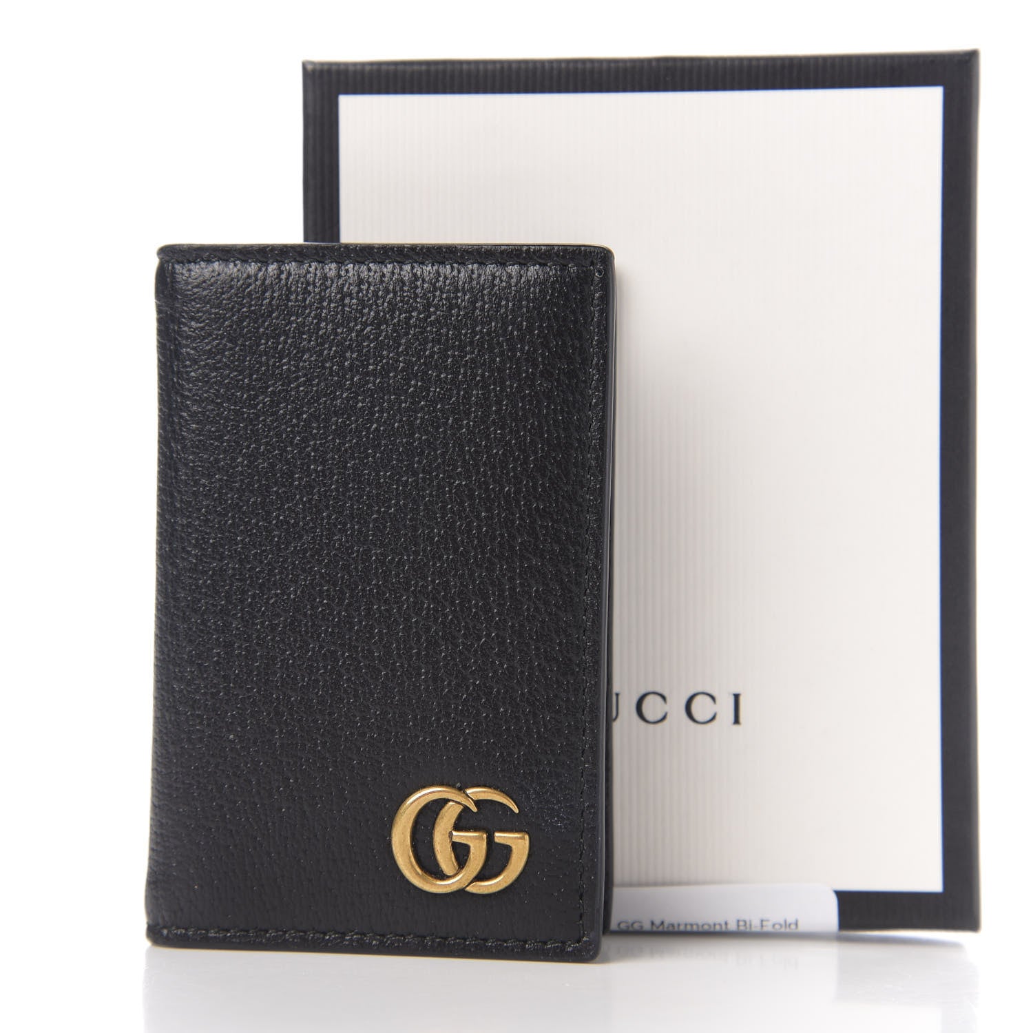 Gucci Calfskin Boar Effect GG Marmont Card Case Black 7 of 7