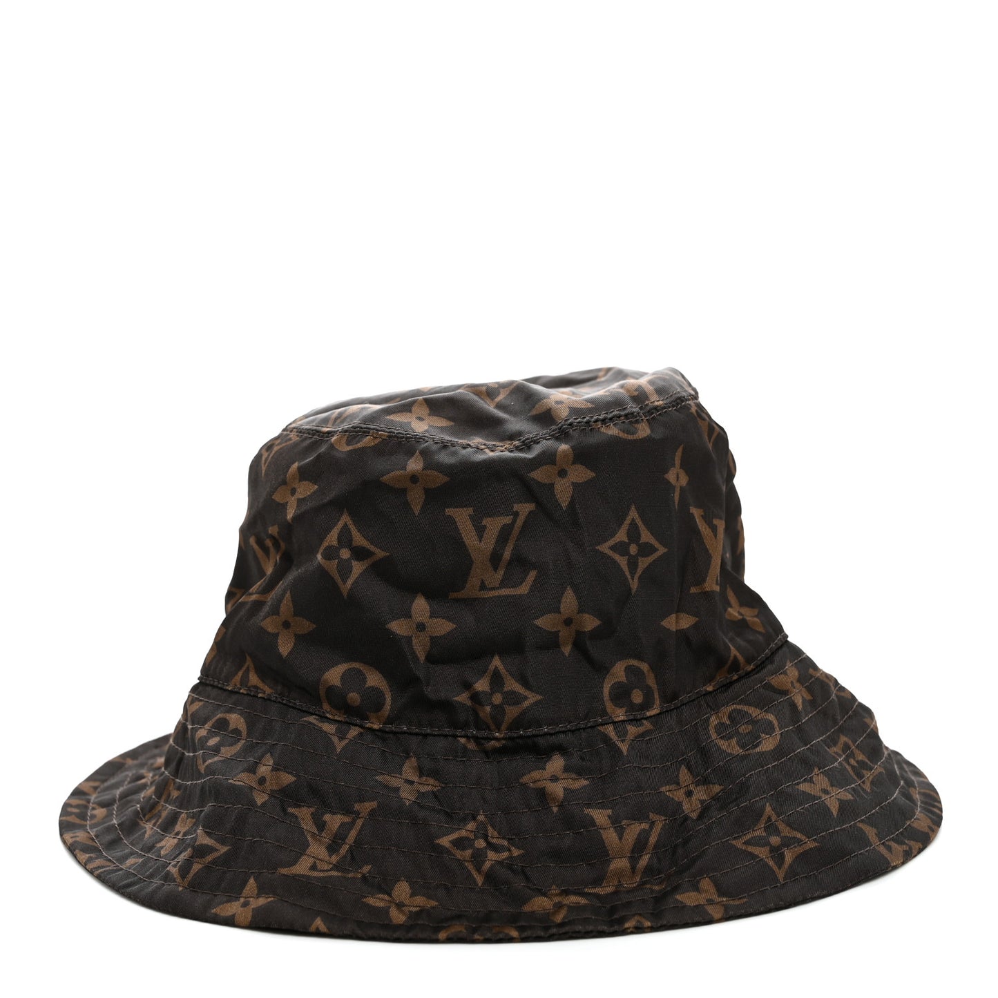 Nylon Monogram Reversible Bob Bucket Hat S Brown Black