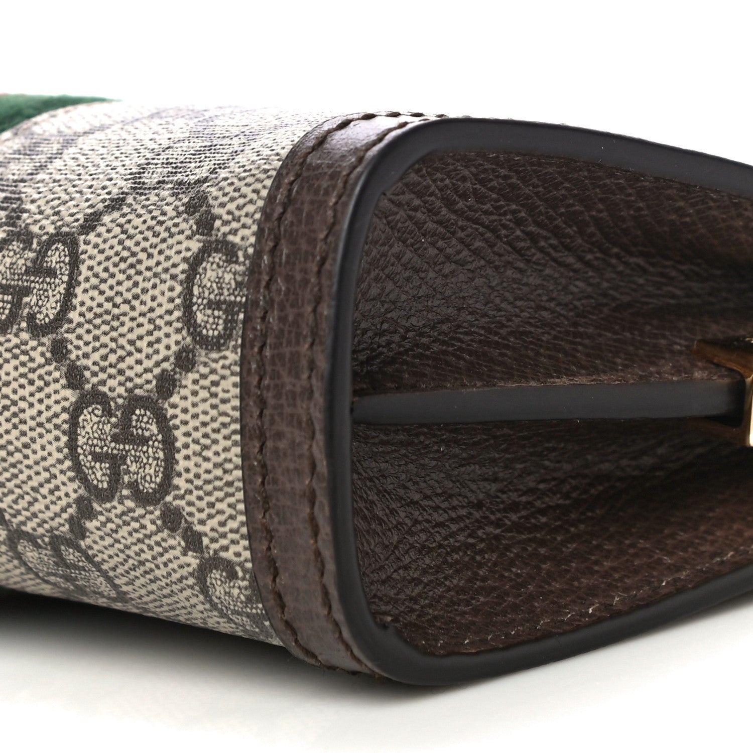 Gucci GG Supreme Monogram Textured Dollar Calfskin Web Mini Ophidia Chain Shoulder Bag Beige Ebony New Acero 11 of 12