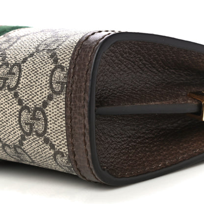 Gucci GG Supreme Monogram Textured Dollar Calfskin Web Mini Ophidia Chain Shoulder Bag Beige Ebony New Acero 11 of 12