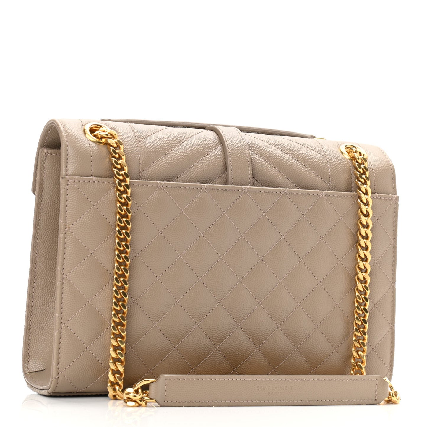 Grain De Poudre Textured Mixed Matelasse Medium Triquilt Monogram Satchel Dark Beige