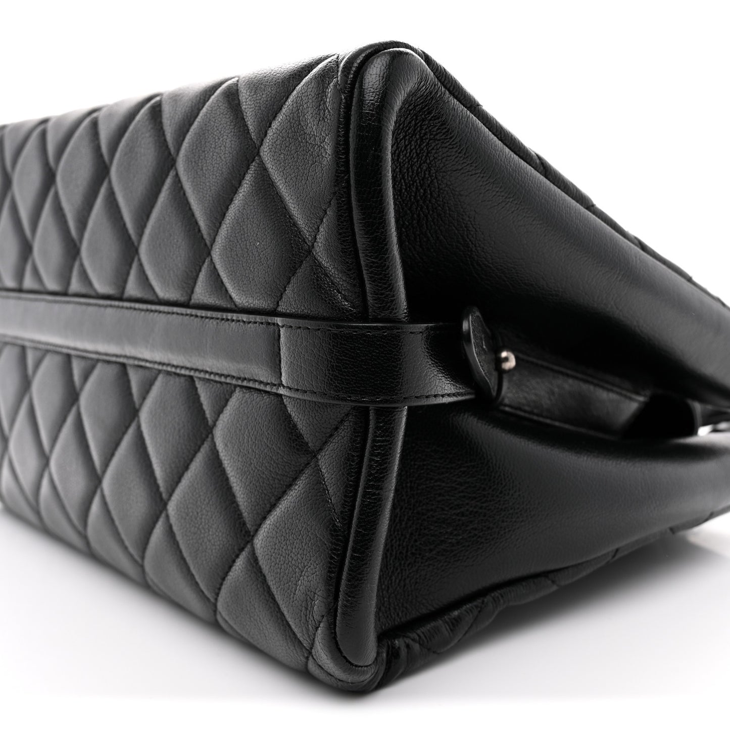 Metallic Goatskin Quilted Large City Rock Shopping Bag Black