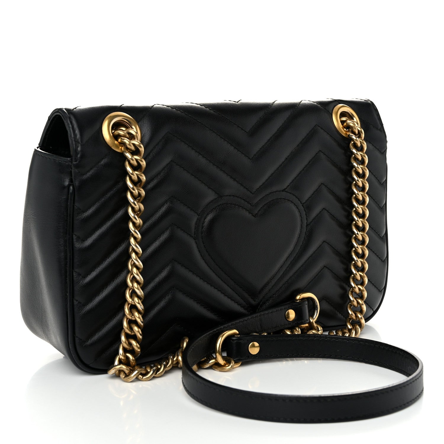 Gucci Calfskin Matelasse Small GG Marmont Shoulder Bag Black 3 of 10