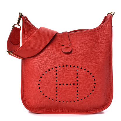 Hermes Taurillon Clemence Evelyne III PM Rouge De Coeur 1 of 12