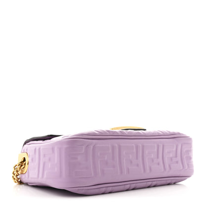 Fendi Nappa FF Embossed Small Midi Chain Baguette Violetta 3 of 9