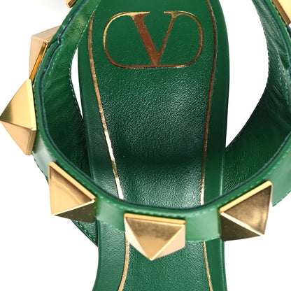 Valentino Garavani Calfskin Roman Stud 60mm Sandals 37 Brilliant Green 8 of 11