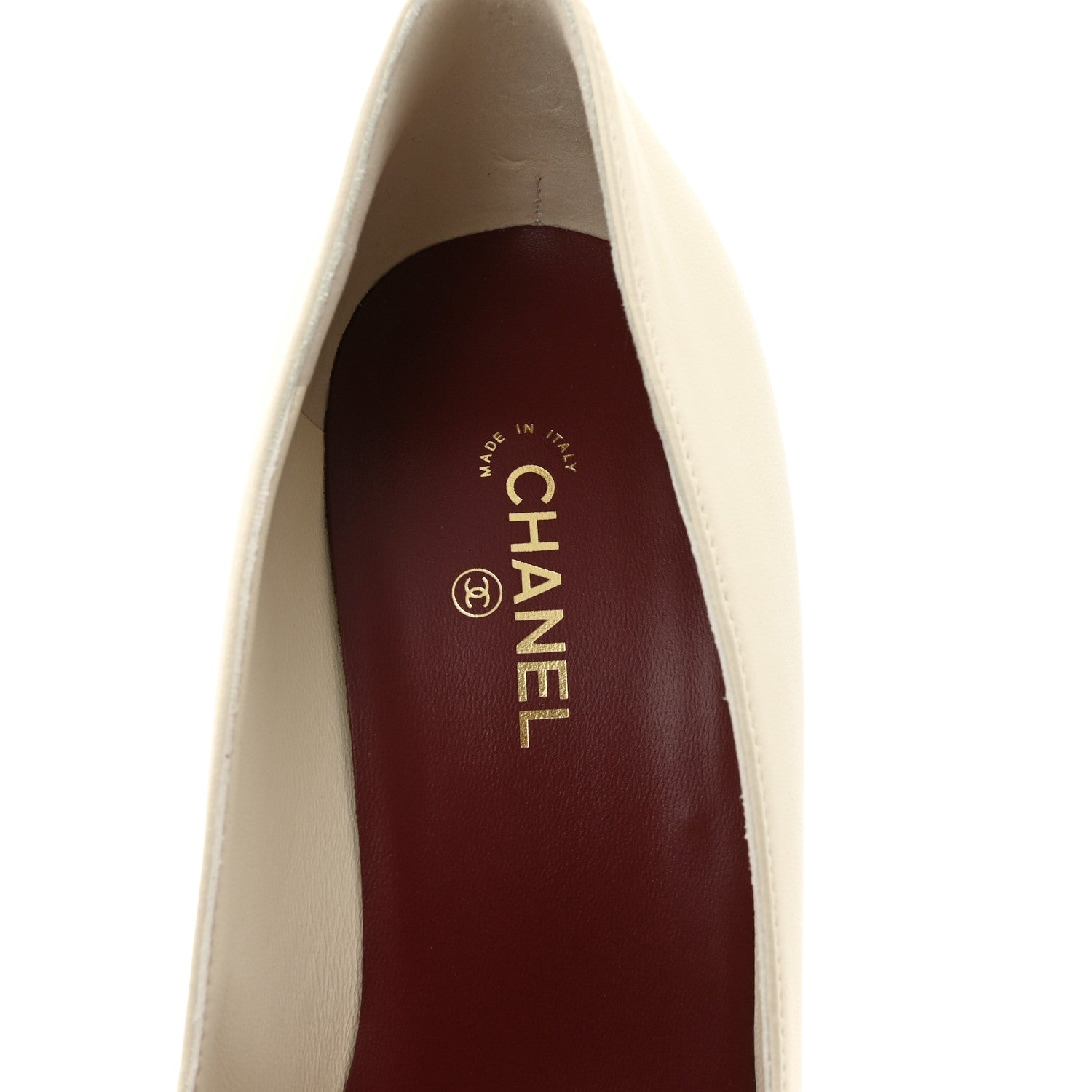 Chanel Lambskin Metallic Crackled Calfskin Square Cap Toe Pumps 39.5 Ivory Gold 7 of 10
