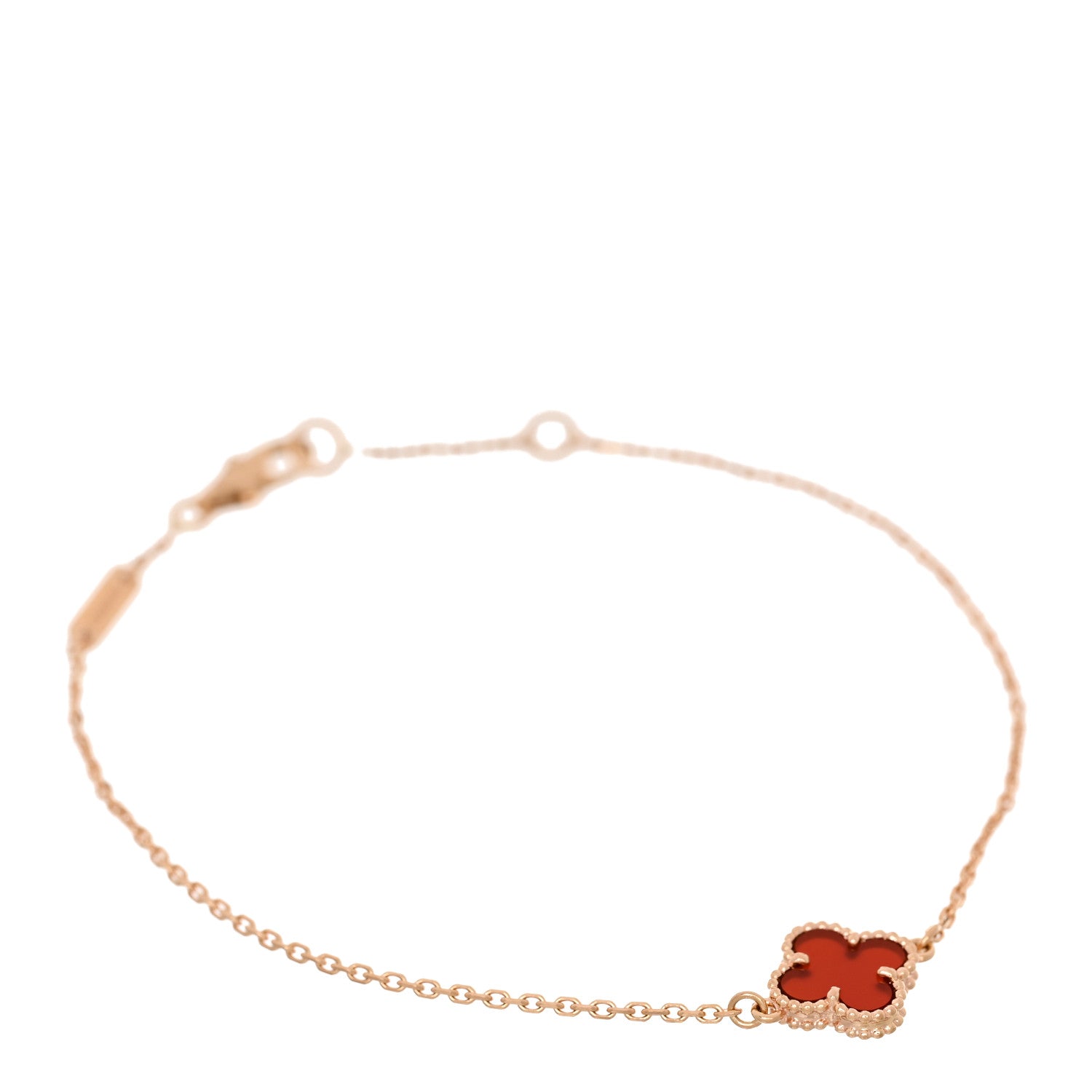 Van Cleef & Arpels 18K Rose Gold Carnelian Sweet Alhambra Bracelet 1 of 5