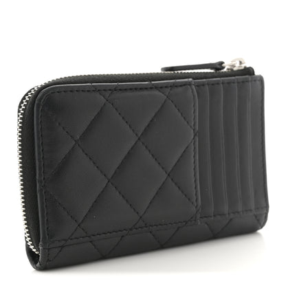 Chanel Lambskin Quilted Studded CC Zip Card Holder Black 3 of 8