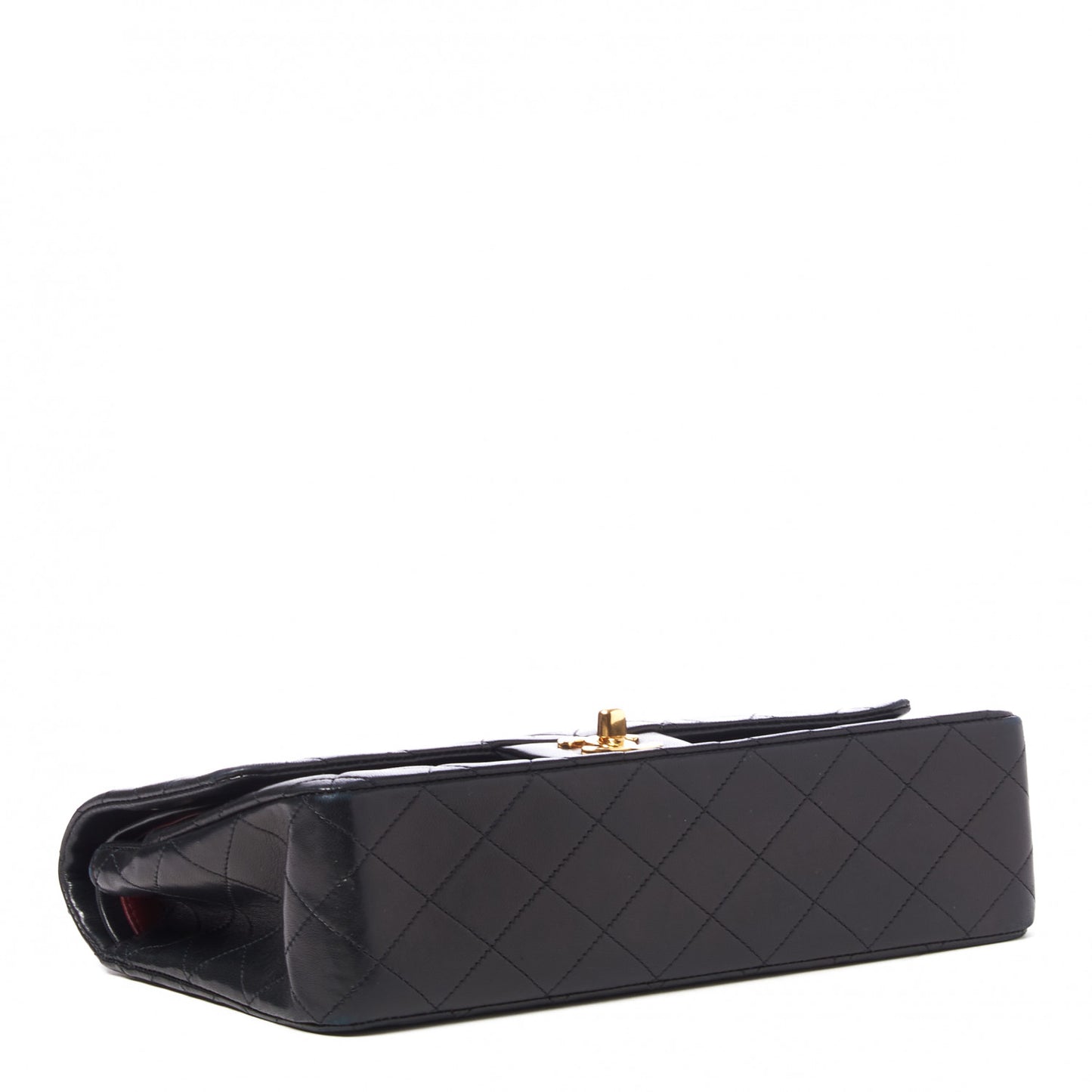Lambskin Quilted Medium Double Flap Black