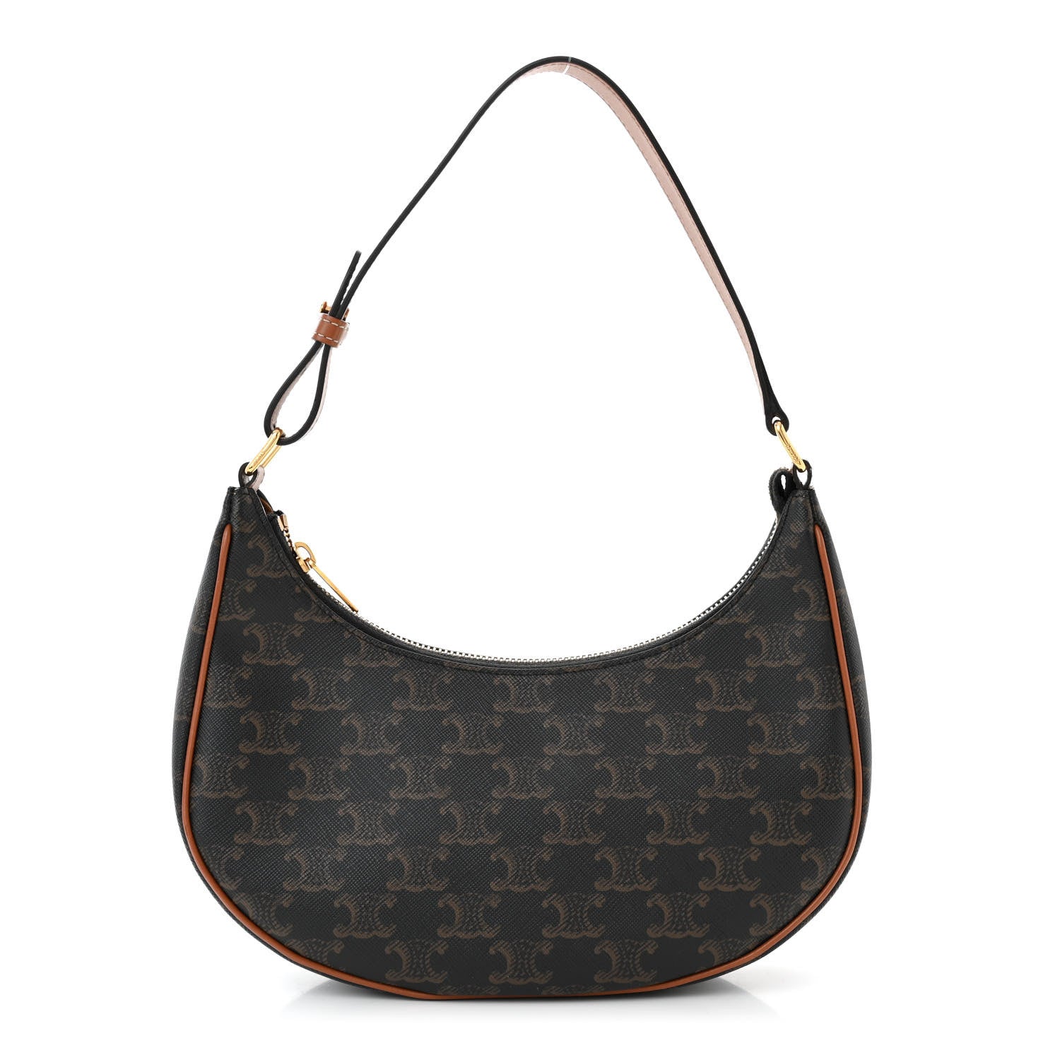 Celine Triomphe Canvas Calfskin Ava Shoulder Bag Tan 1 of 10