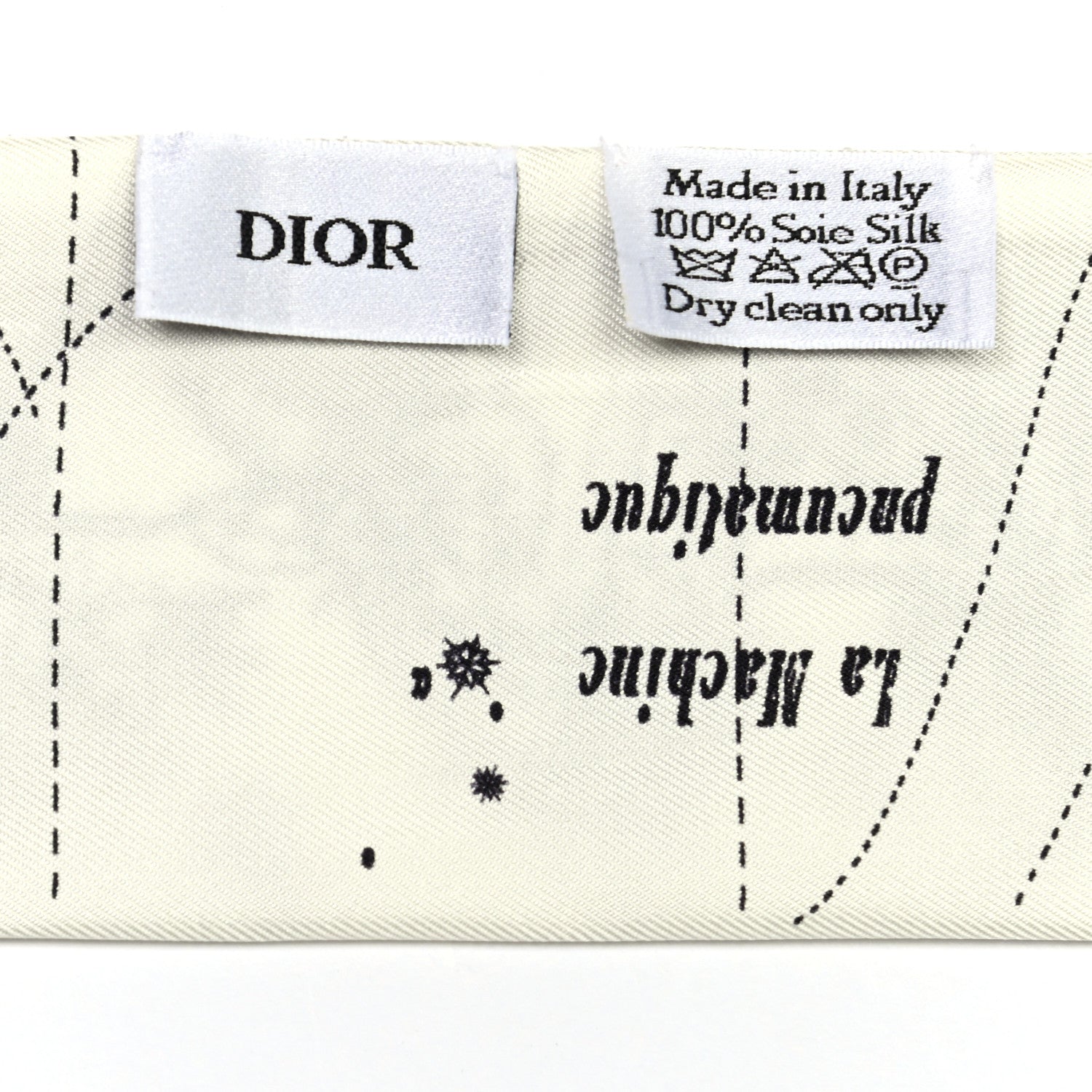 Christian Dior Silk Zodiac Mitzah Scarf White Black 6 of 6