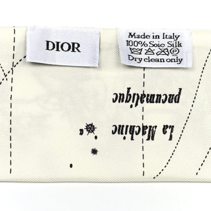 Christian Dior Silk Zodiac Mitzah Scarf White Black 6 of 6
