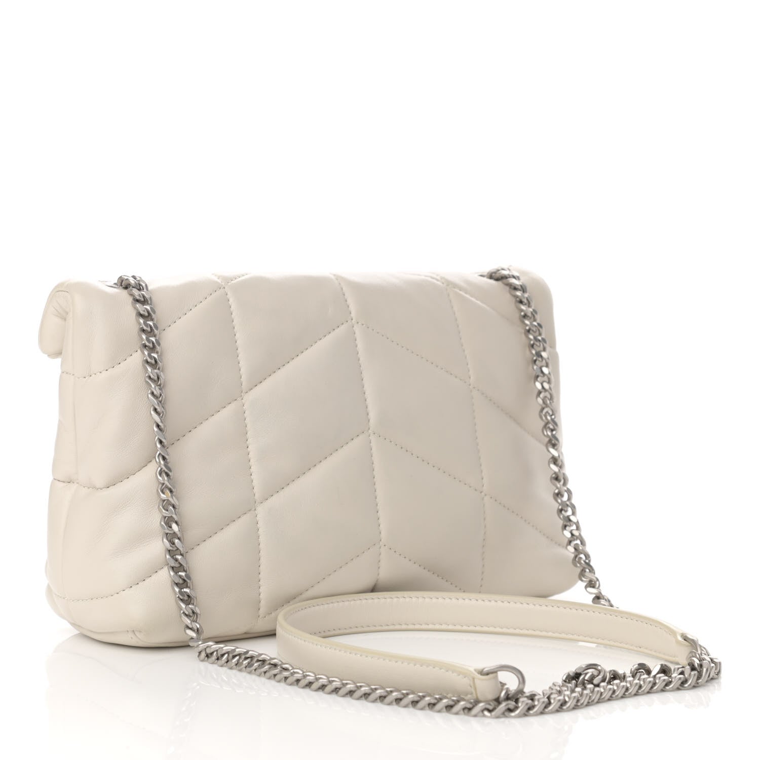 Saint Laurent Lambskin Quilted Toy Loulou Puffer Monogram Chain Satchel Crema Soft 3 of 10