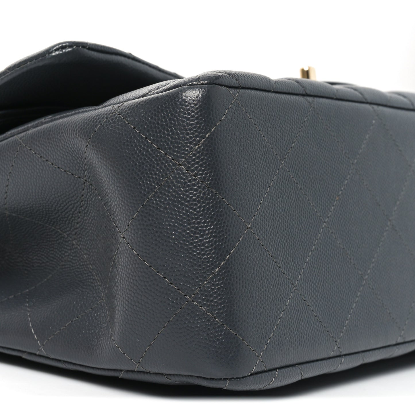 Caviar Quilted Jumbo Double Flap Dark Grey