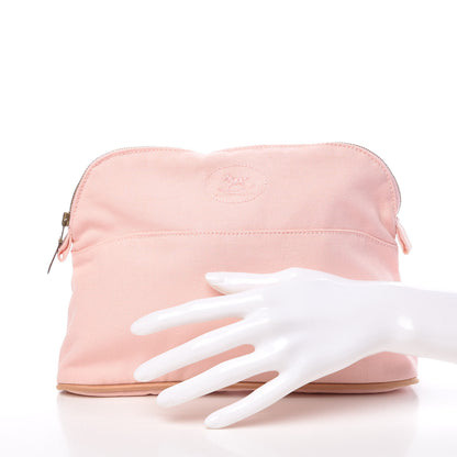 Hermes Cotton Canvas Bolide Travel Cosmetic Pouch MM Pink 2 of 11