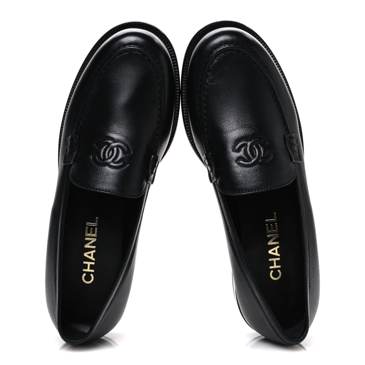 Lambskin CC Mocassin Loafers 38.5 Black