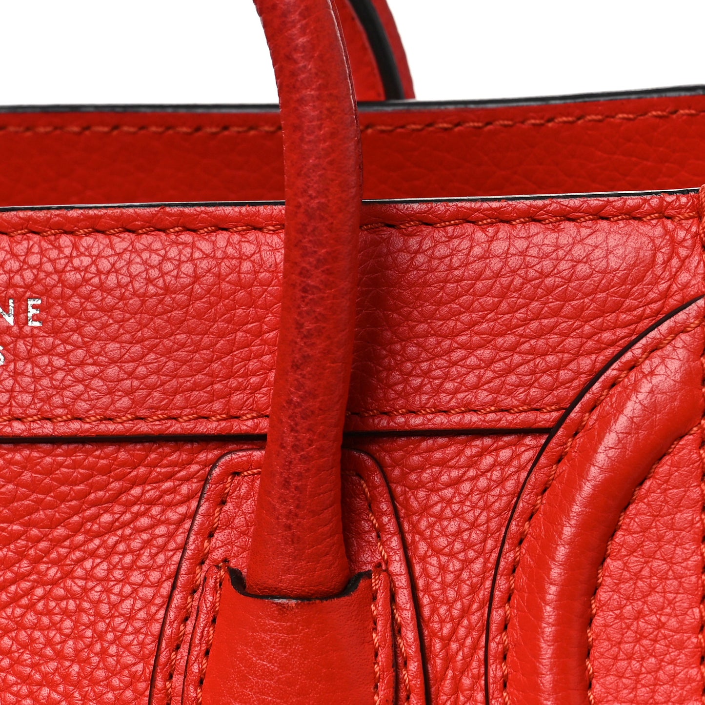 Drummed Calfskin Nano Luggage Vermillion