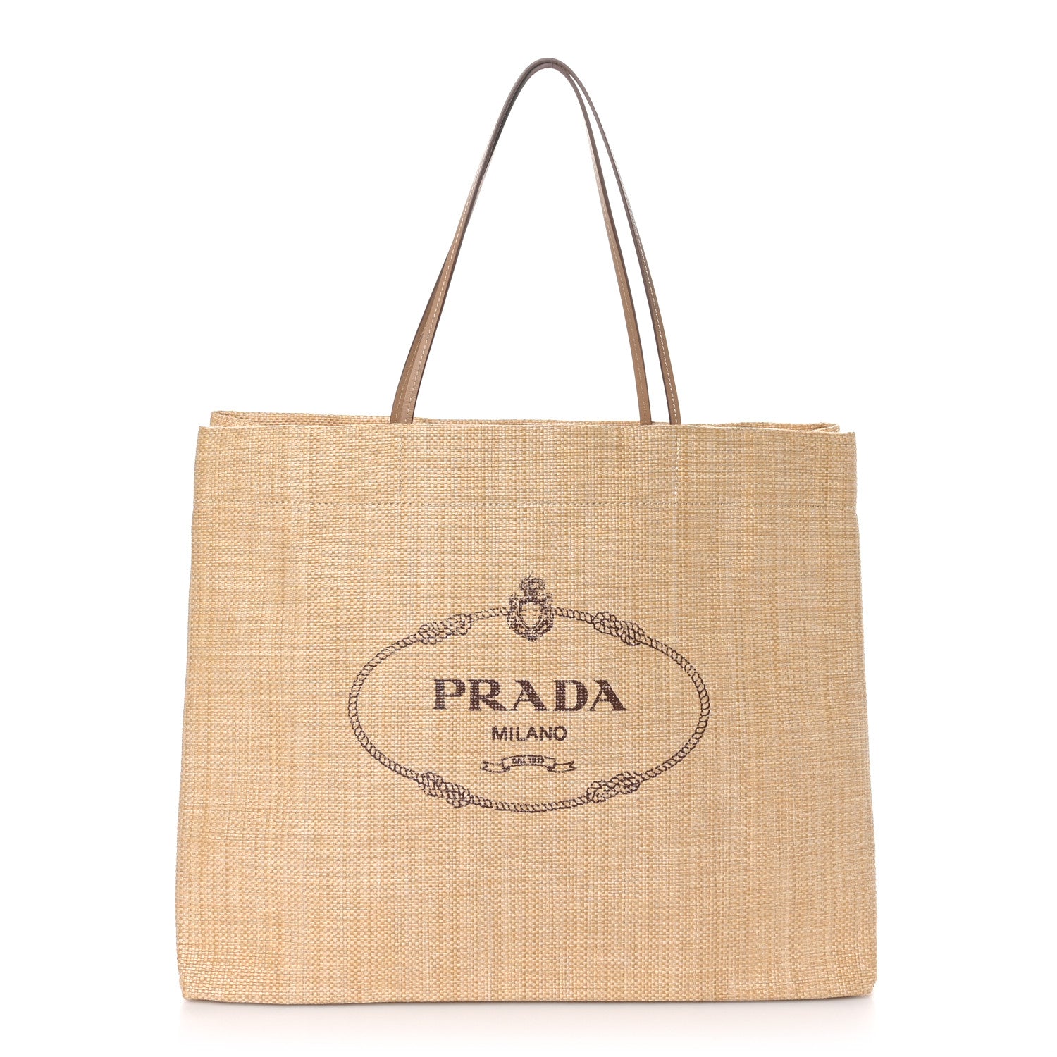 Prada Raffia Logo Tote Naturale 1 of 9