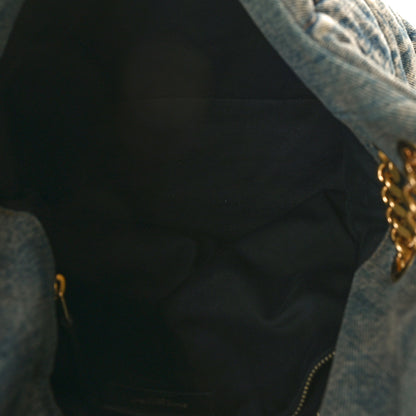 Saint Laurent Denim Quilted Medium Loulou Puffer Monogram Chain Satchel Blue Black 5 of 8