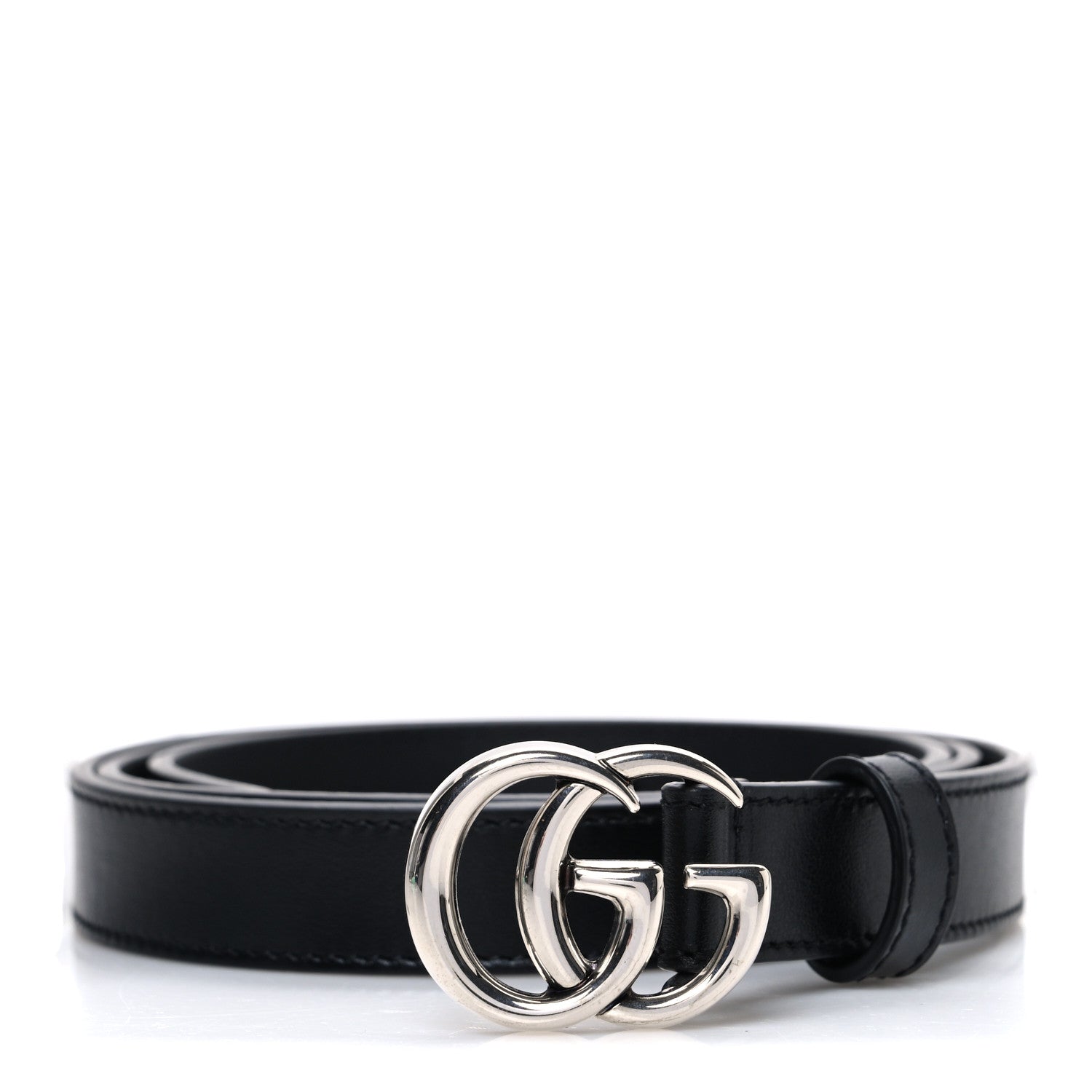 Gucci Plutone Calfskin Palladium Double G 20mm Belt 95 38 Black 1 of 5