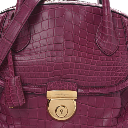 Salvatore Ferragamo Alligator Fiamma Bag Pink 7 of 9