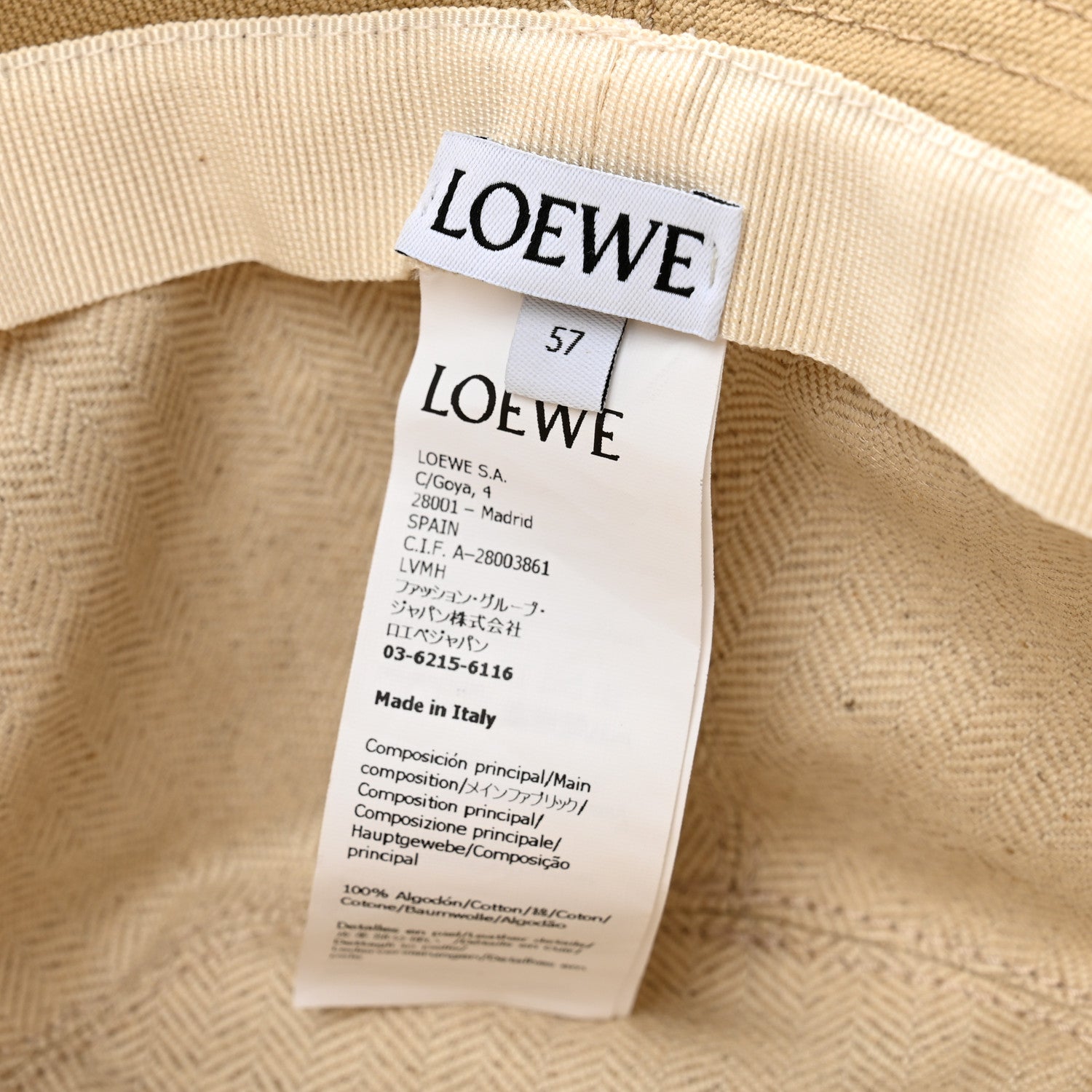 LOEWE Fisherman Hat Sand 57