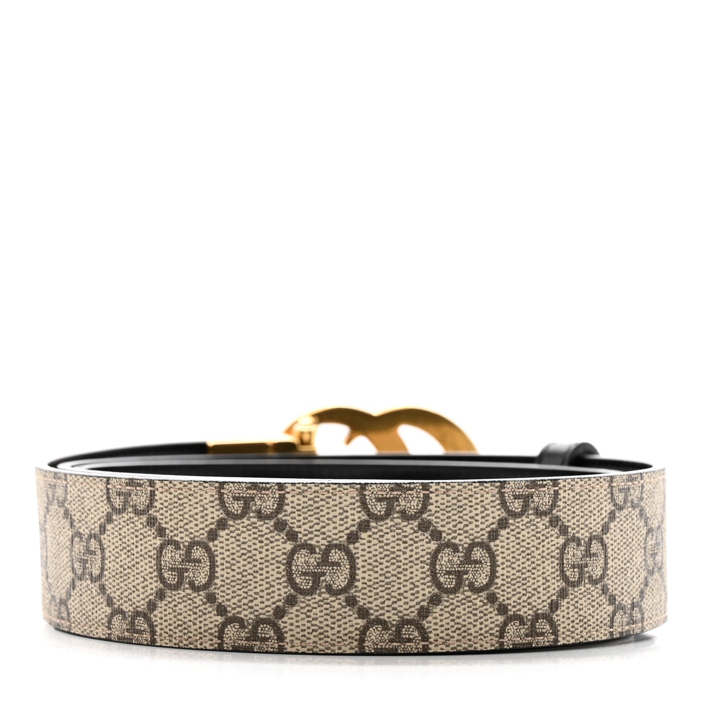 GG Supreme Monogram Plutone Calfskin Double G Reversible 37mm Belt 100 40 Beige Ebony New Acero