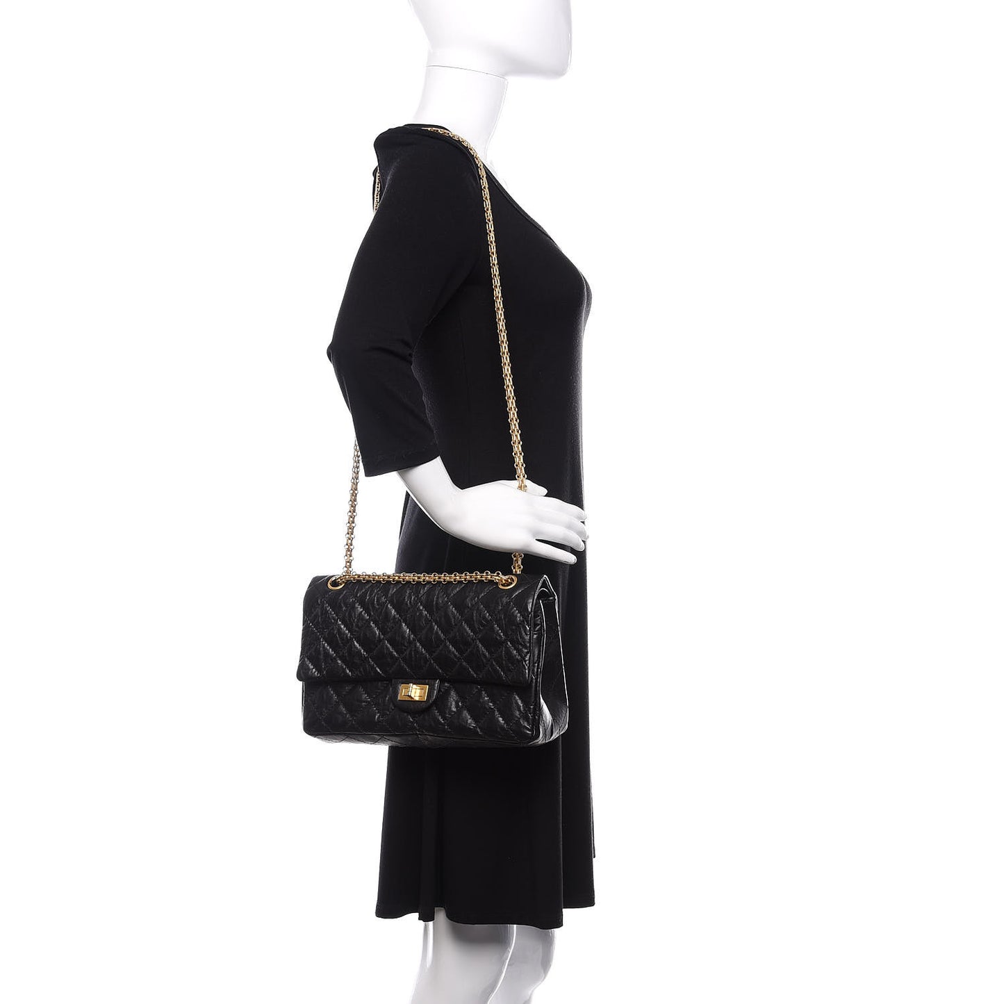 Aged Calfskin Quilted 2.55 Reissue 226 Flap Black