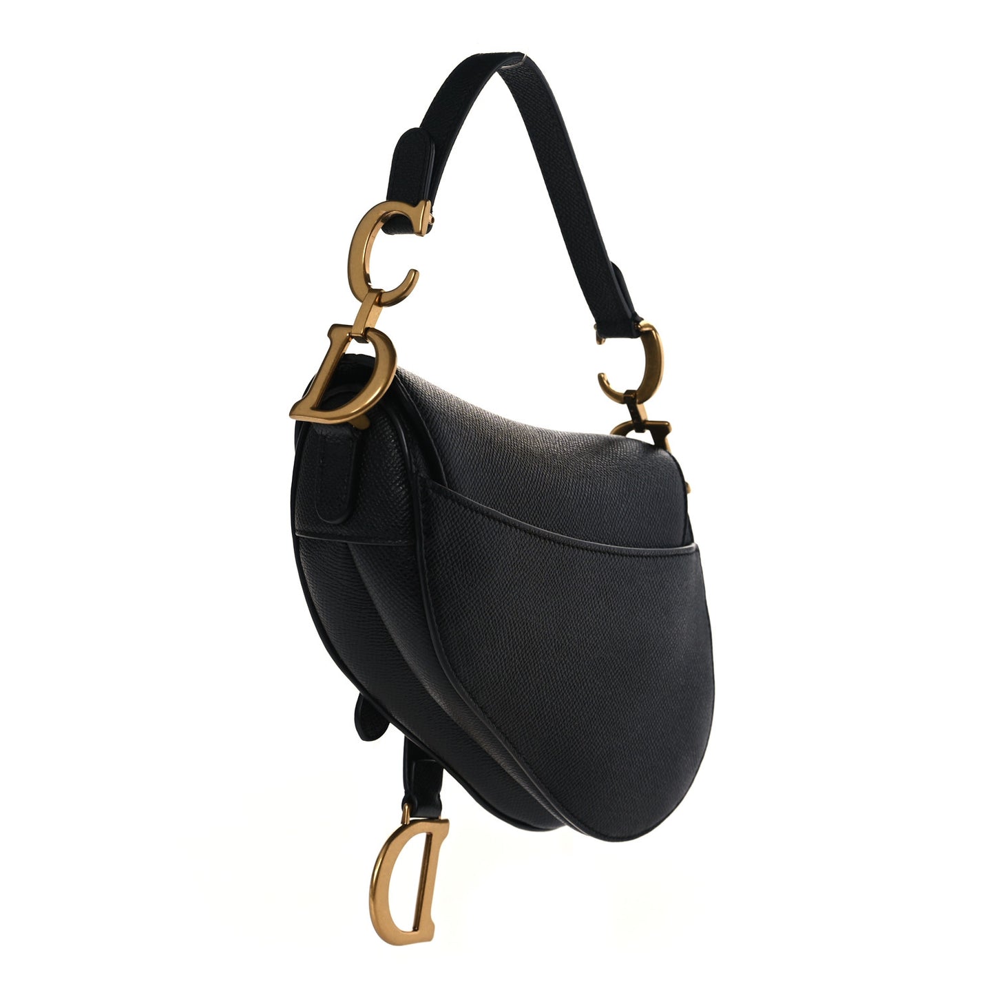 Grained Calfskin Mini Saddle Bag Black