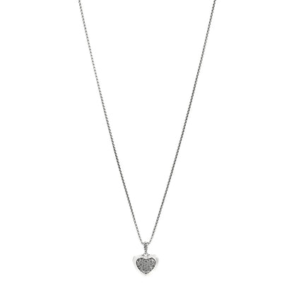 David Yurman Sterling Silver Diamond Cable Heart Pendant Necklace 1 of 5