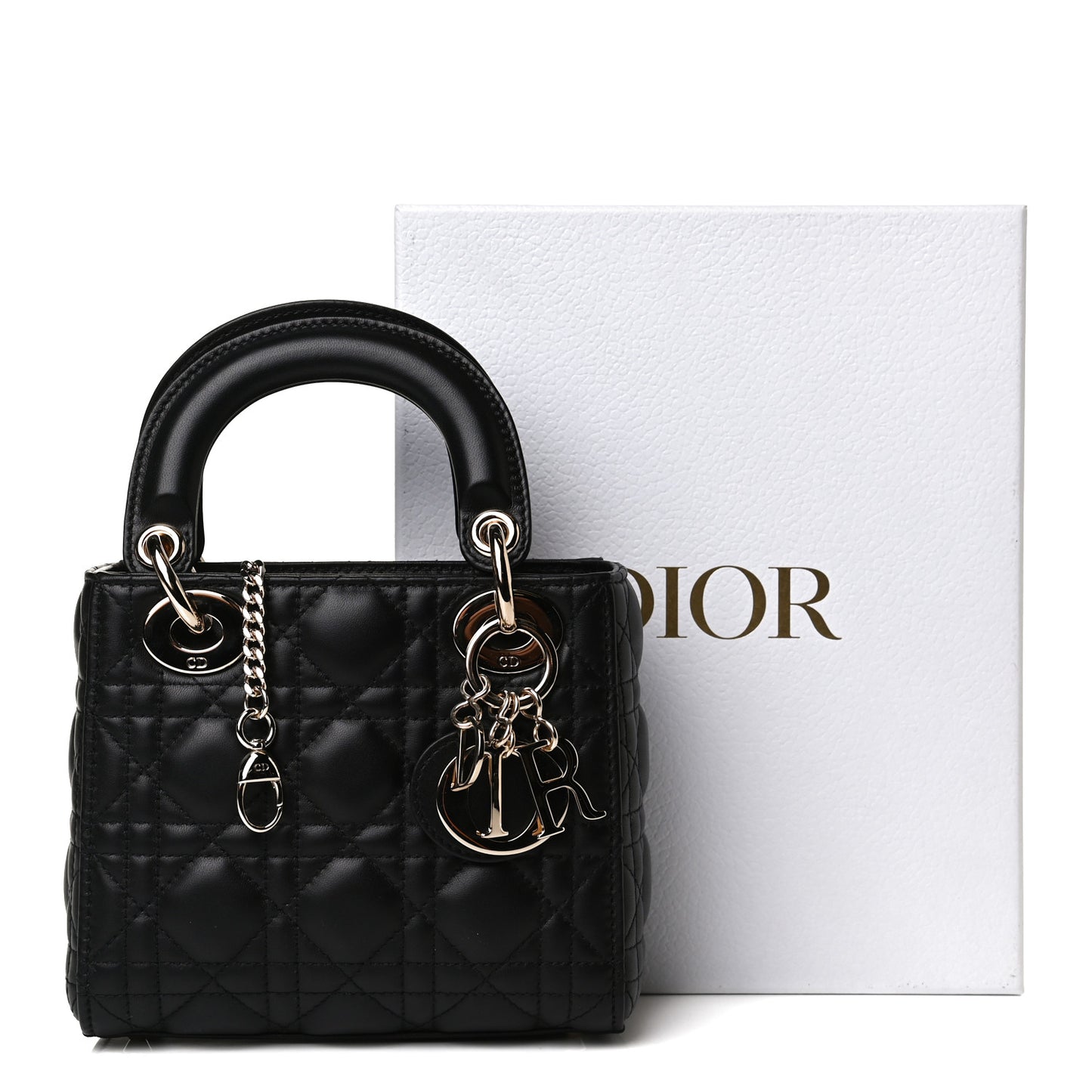 Lambskin Cannage Mini Lady Dior Black