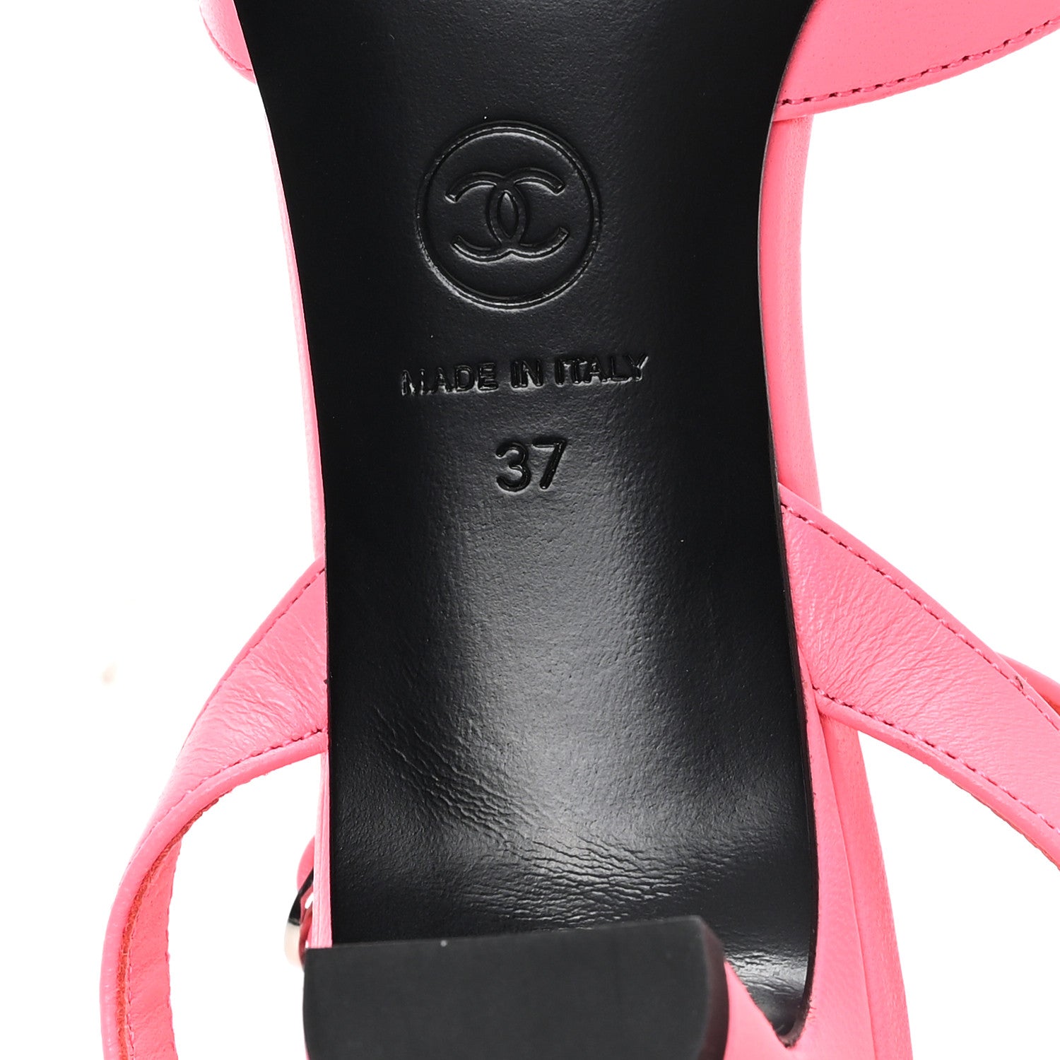 Chanel Lambskin Grosgrain Cap Toe CC Slingback Pumps 37 Coral Black 7 of 10