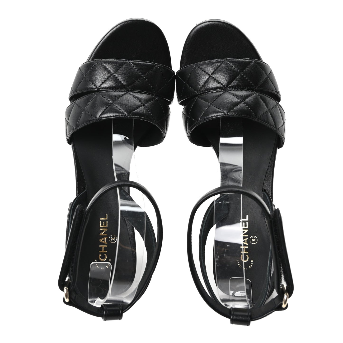 Lambskin Quilted Sandals 40 Black