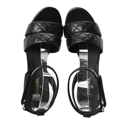 Chanel Lambskin Quilted Sandals 40 Black 2 of 10