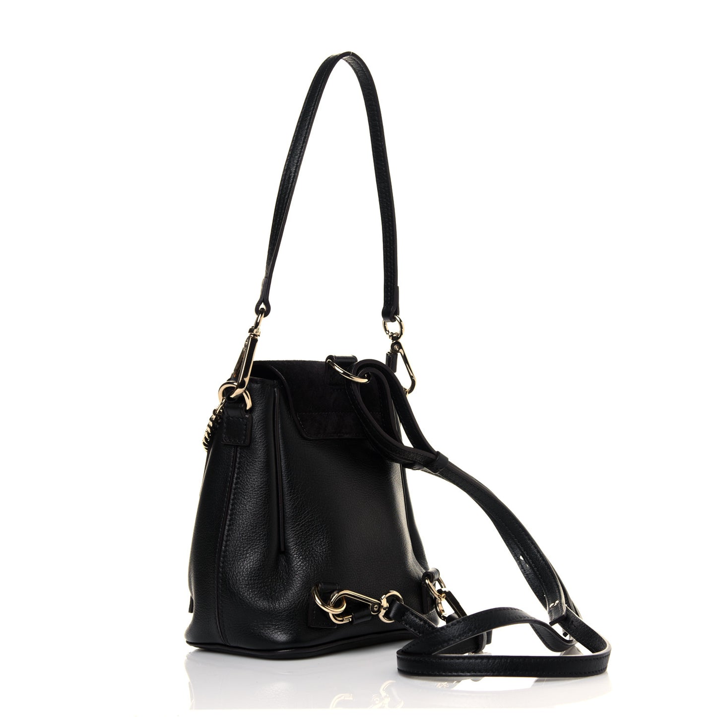 Suede Calfskin Mini Faye Backpack Black