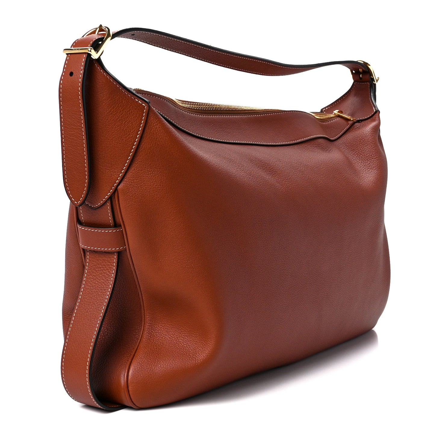 Supple Calfskin Large Romy Shoulder Bag Tan