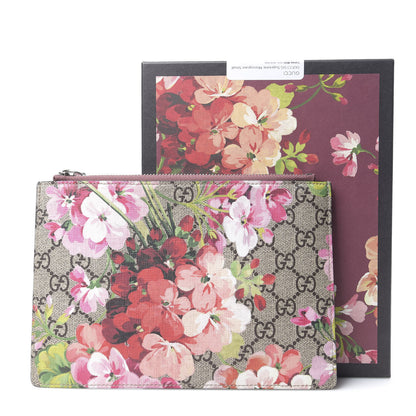 Gucci GG Supreme Monogram Blooms Small Zip Pouch Beige Multicolor Dry Rose 6 of 6