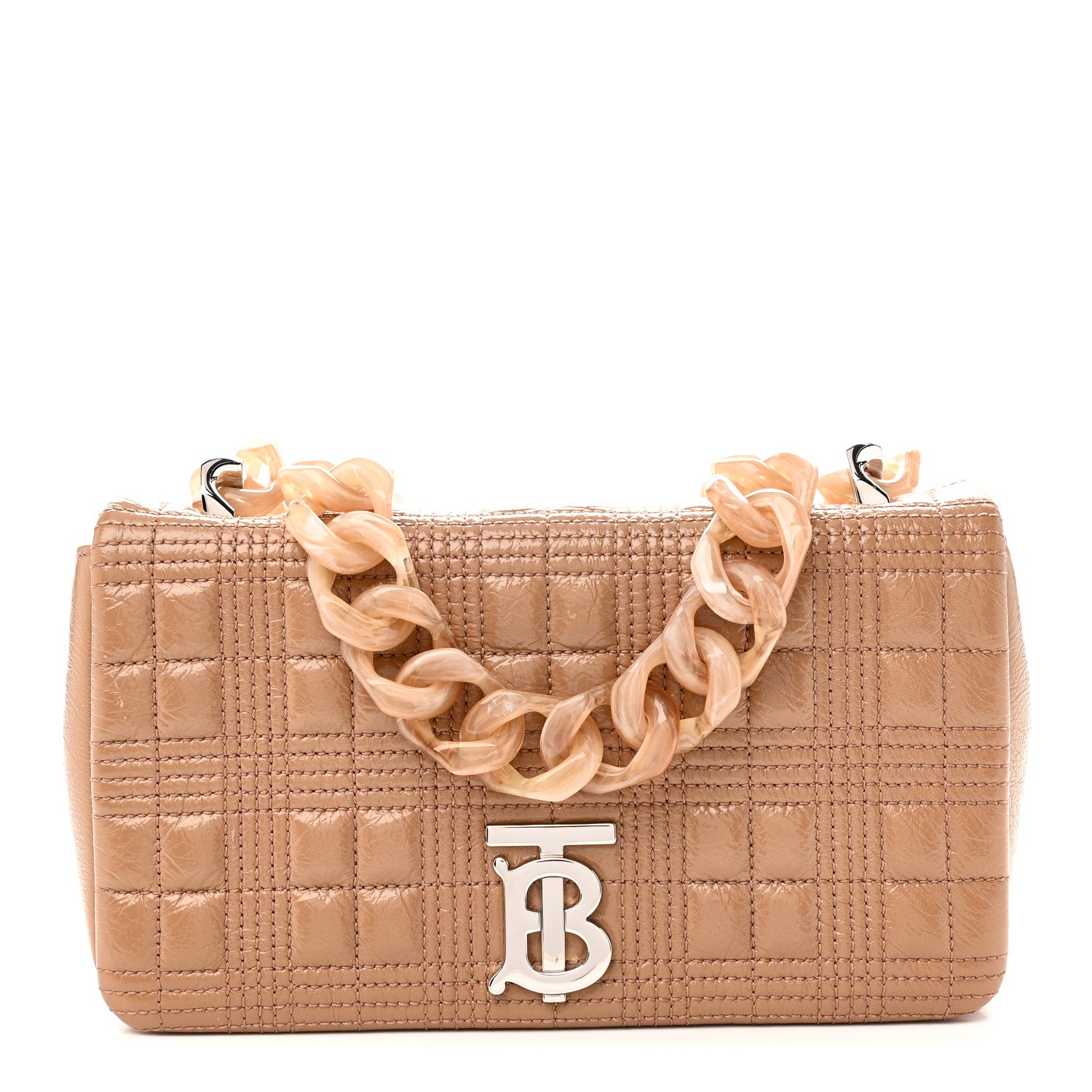 Burberry Patent Quilted Resin Chain Small Lola Bag Tan 1 of 9
