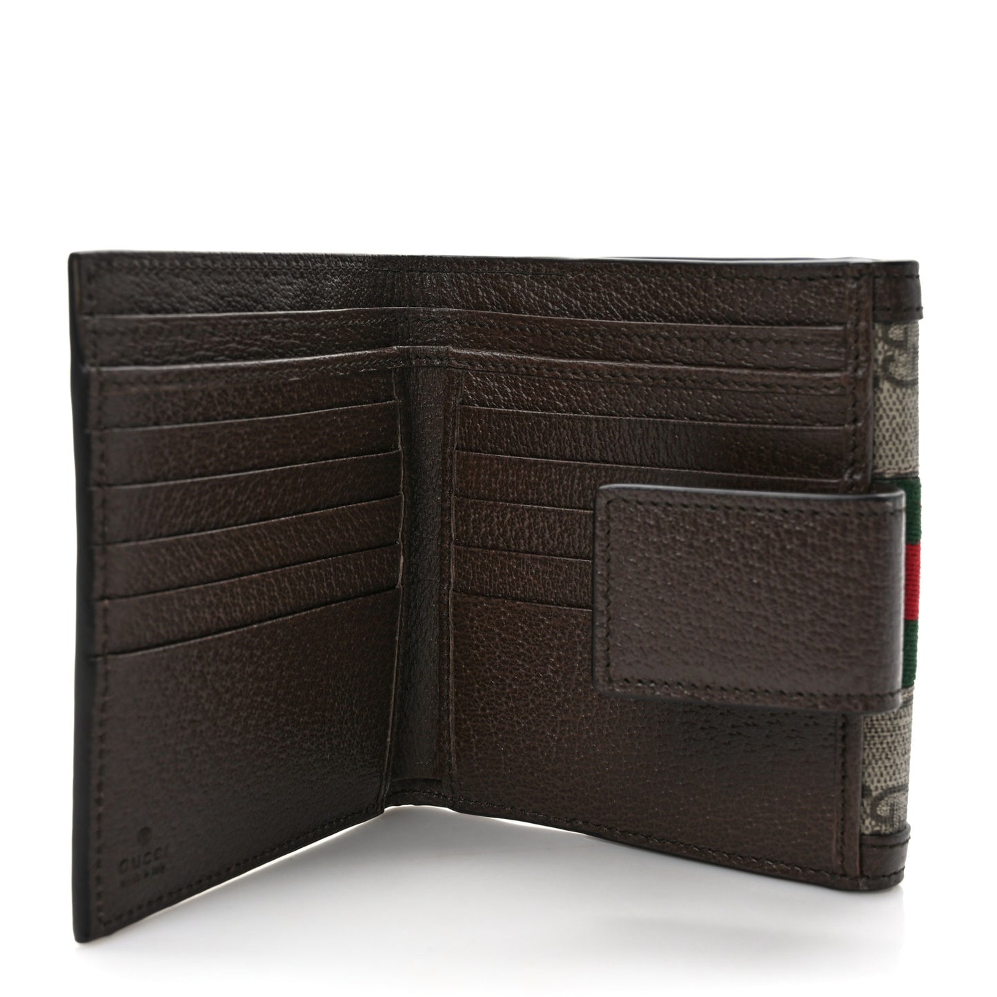 GG Supreme Monogram Web Ophidia French Flap Wallet Beige New Acero