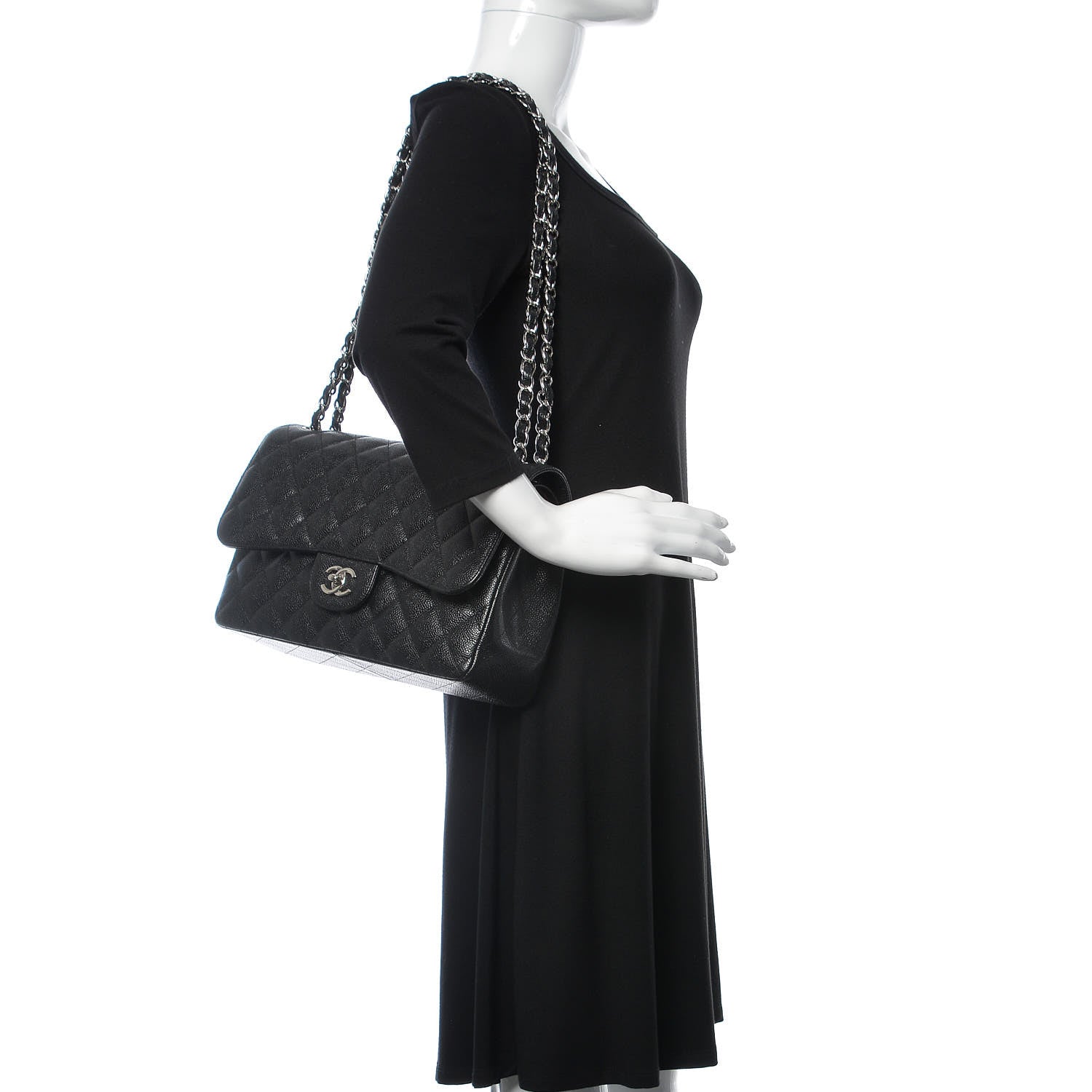 Chanel Caviar Quilted Jumbo Double Flap Black 2 of 9