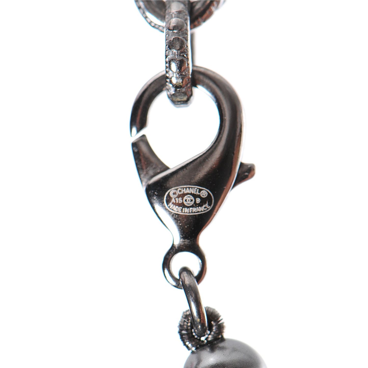 Ruthenium Beaded Crystal CC Long Necklace Black