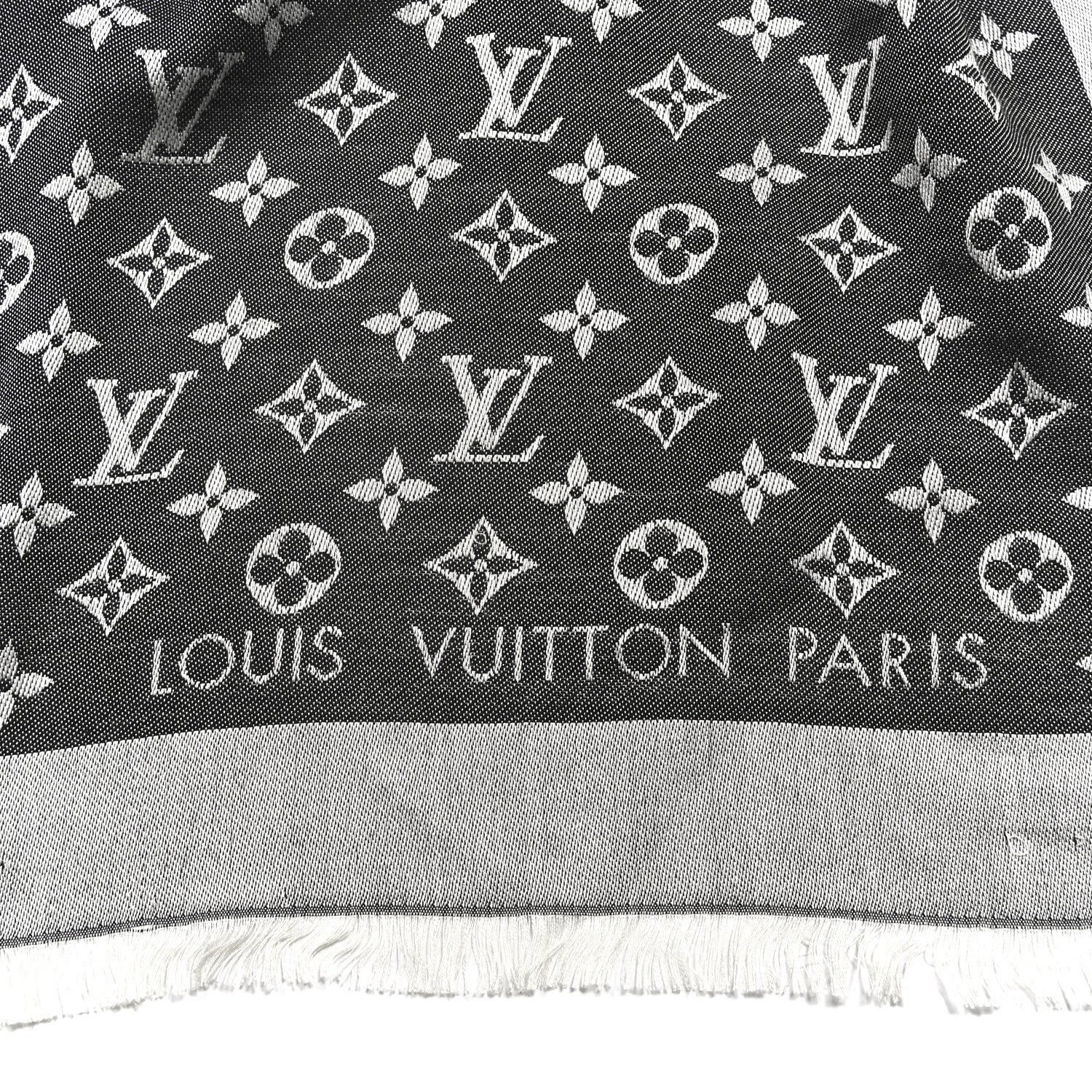 Louis Vuitton Silk Wool Monogram Denim Shawl Black 2 of 5