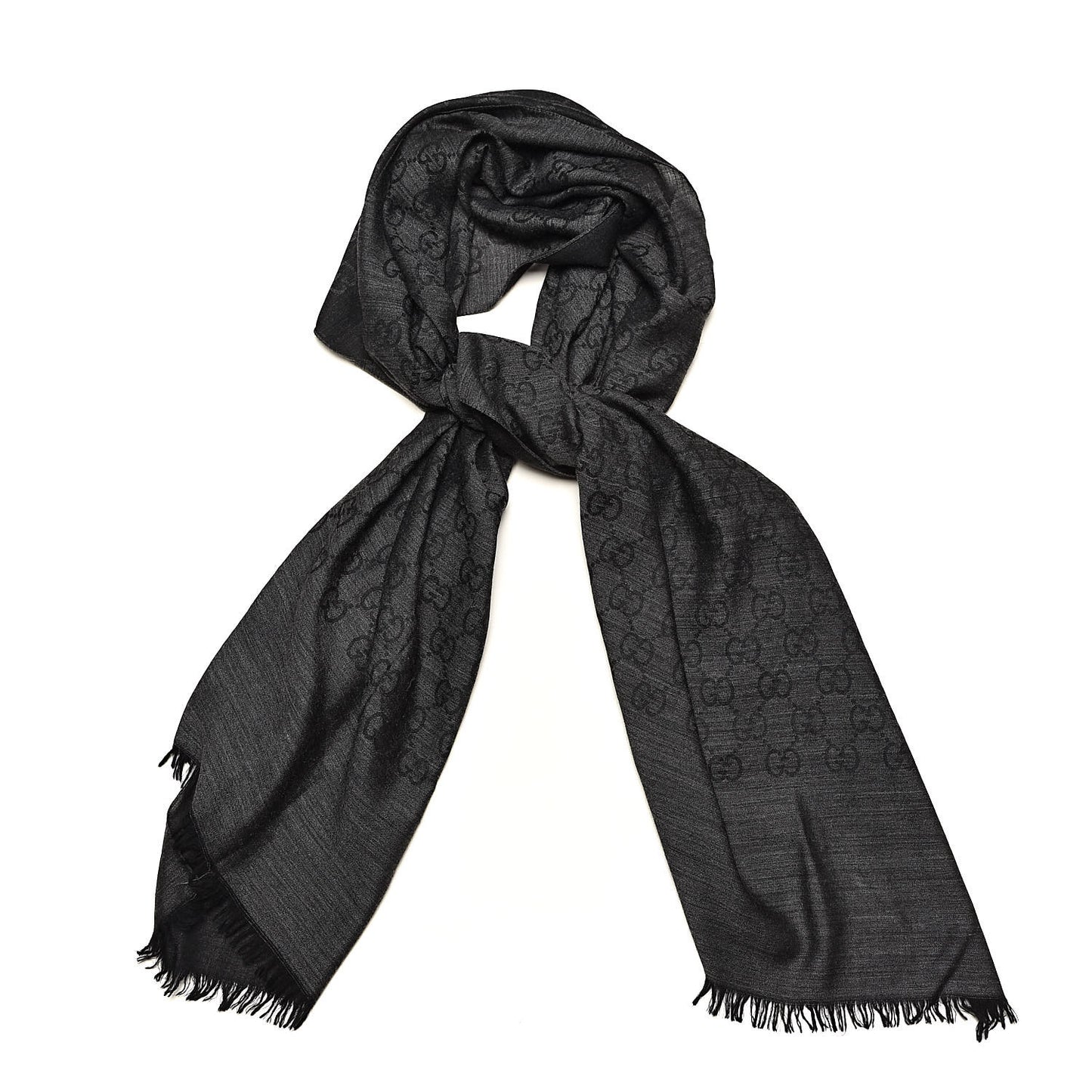 Wool Silk GG Monogram GGNat Scarf Anthracite