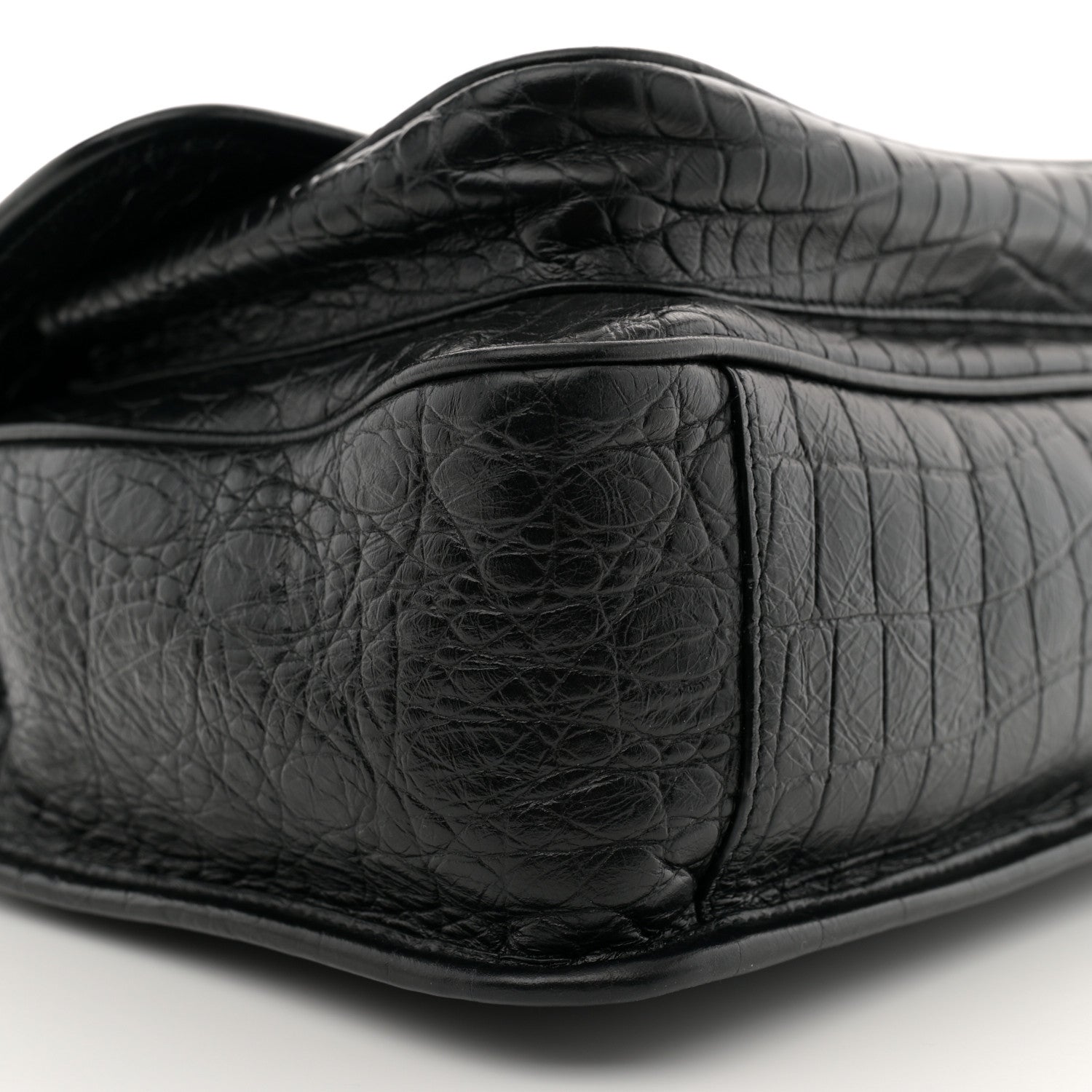 Saint Laurent Crocodile Embossed Lambskin Monogram Medium Niki Chain Satchel Black 9 of 11