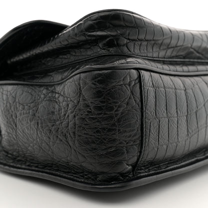 Saint Laurent Crocodile Embossed Lambskin Monogram Medium Niki Chain Satchel Black 9 of 11