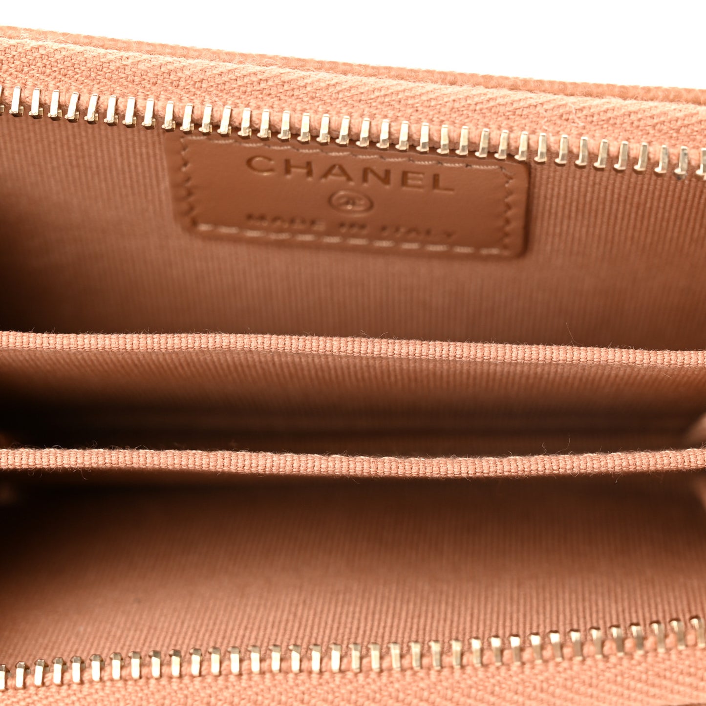 Caviar Quilted Zip Around Coin Purse Dark Beige